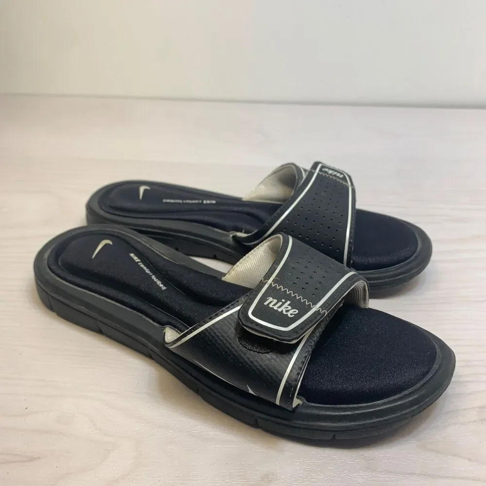 Nike 360883-011 Black Comfort Footbed Slides Slip On Women's‎ Sandals Size 8